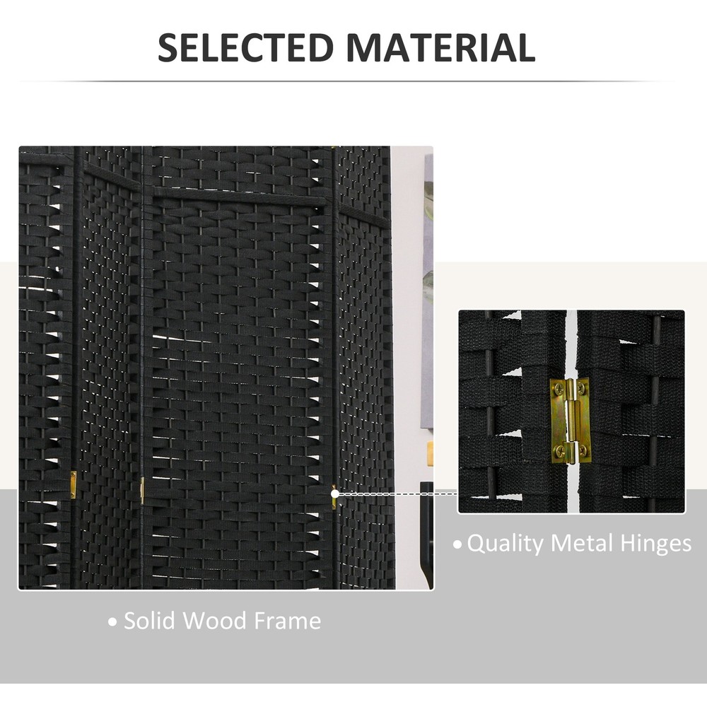 HOMCOM 4 Panel Room Divider Freestanding Folding Privacy Screen Black