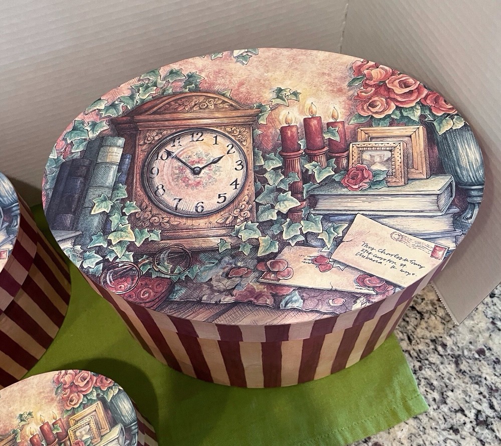 Bob's Boxes W/Clock Ivy Stripes My Favorite Things Shelly Smith 3 Nesting Boxes