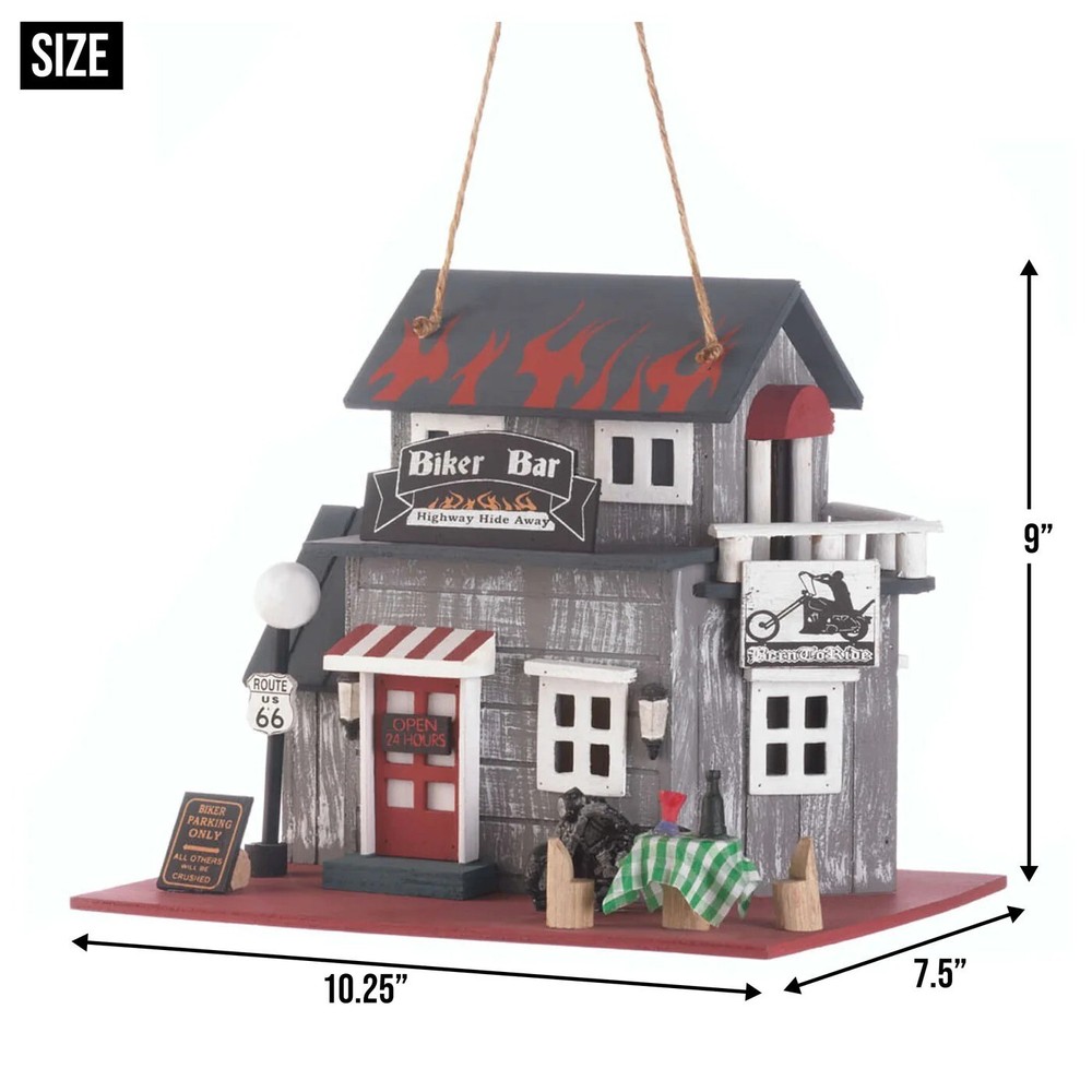 Biker bar themed birdhouse