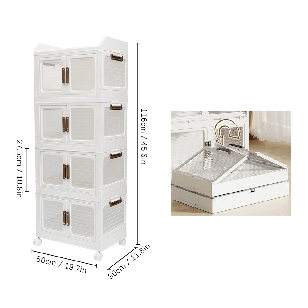 Plastic Collapsible Storage Bins with Lids & Wheels Stackable Closet Organizers
