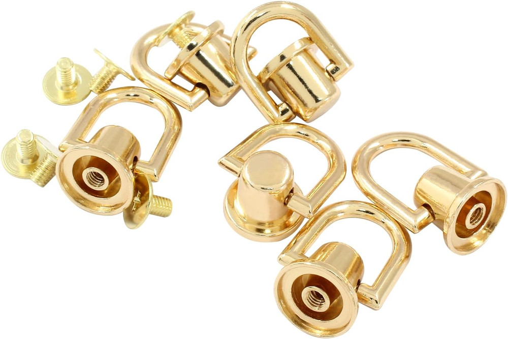6-Piece D Ring Stud Screw Ball Head Buttons, Versatile Purse Rotatable D Ring St