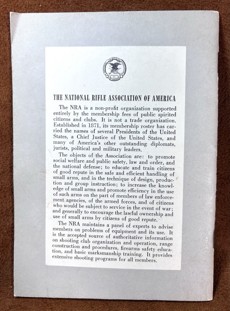 One Vintage 1959 NRA Basic Pistol Marksmanship Booklet!