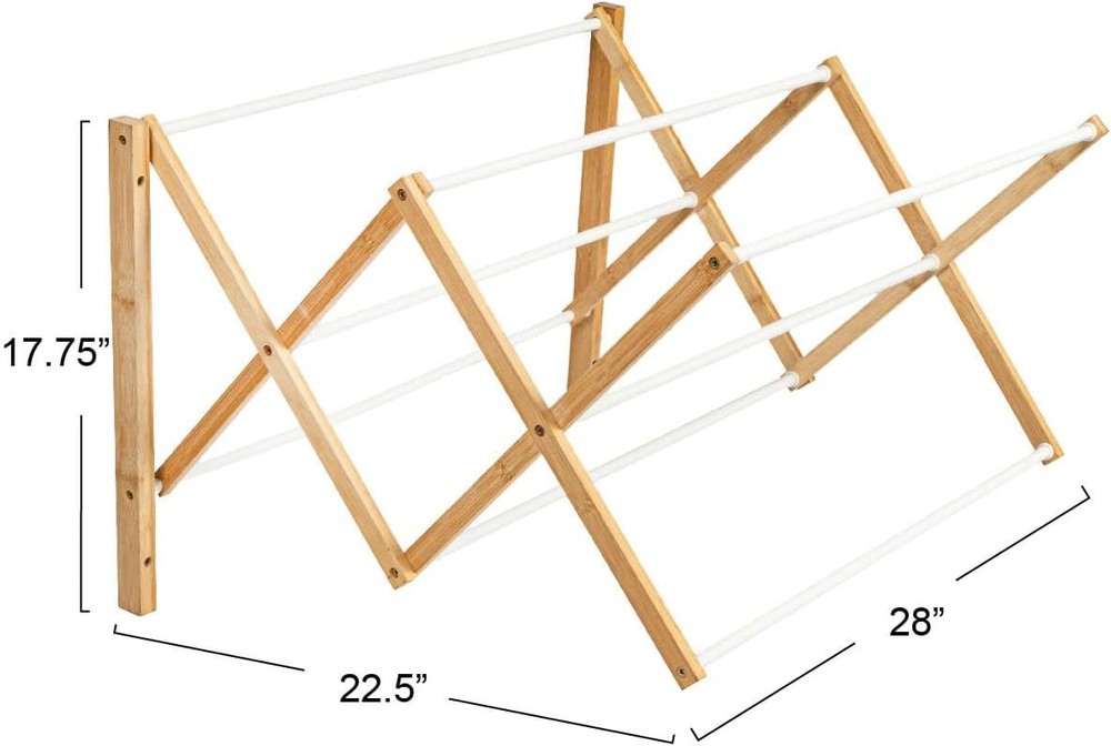 Bamboo Metal Wall Mounted Retractable Drying Rack