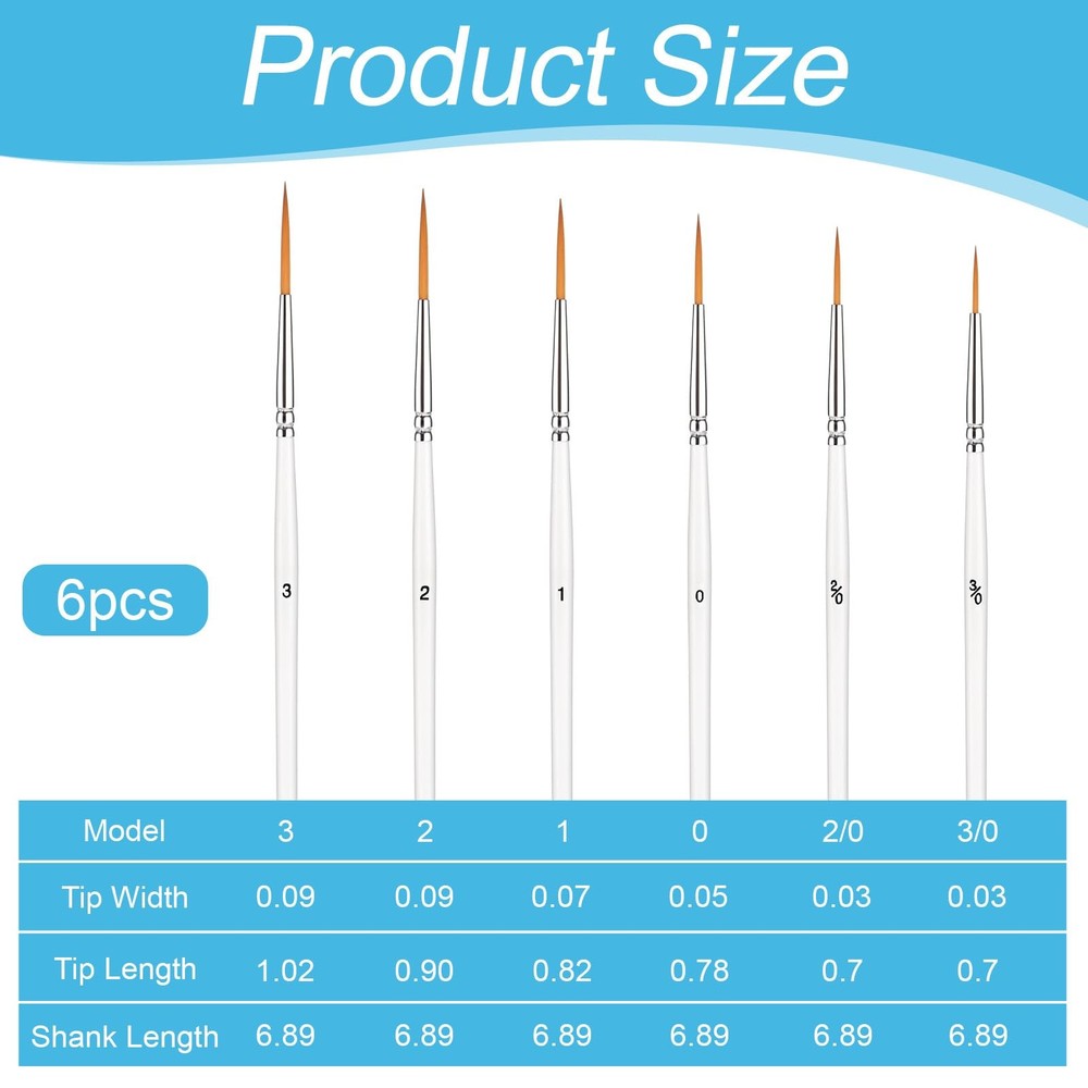 Script Liner Brush, 6 PCS Highly Flexible Paint Brushes Extra Long Fine Point...