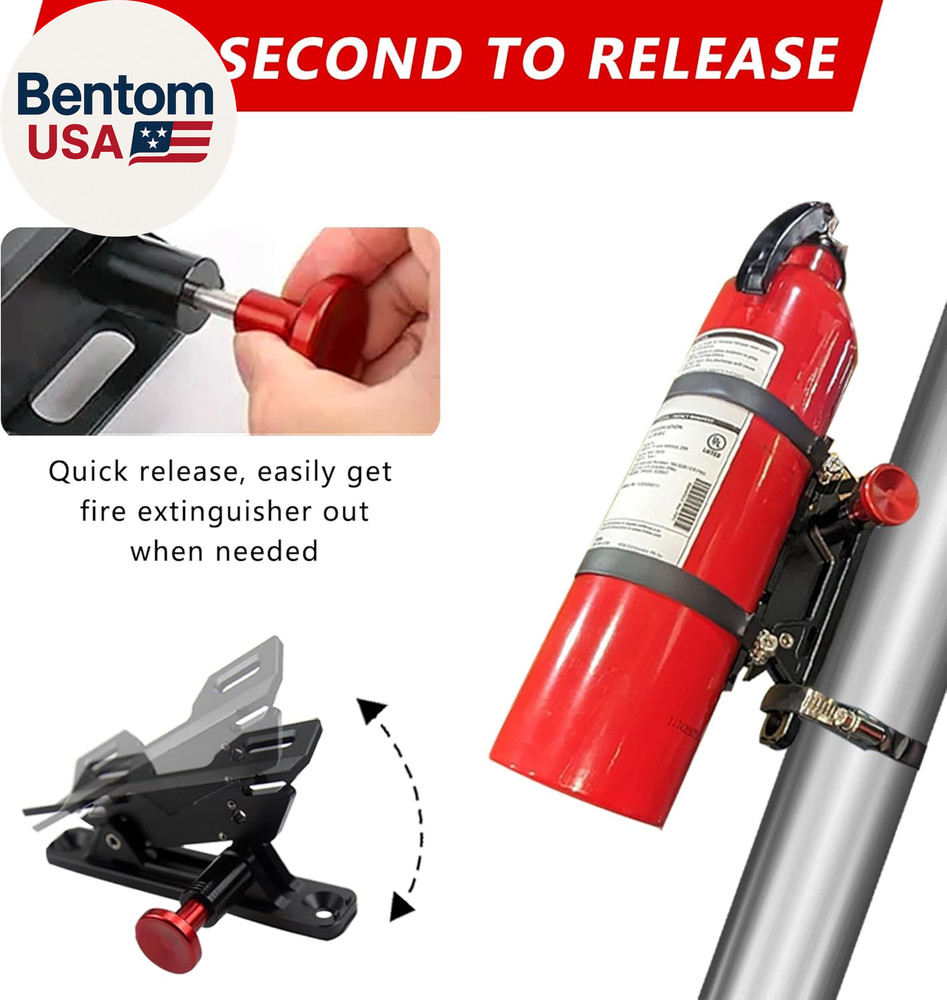 Quick Release Fire Extinguisher Mount - Aluminum Adjustable UTV Roll Bar Fire Ex