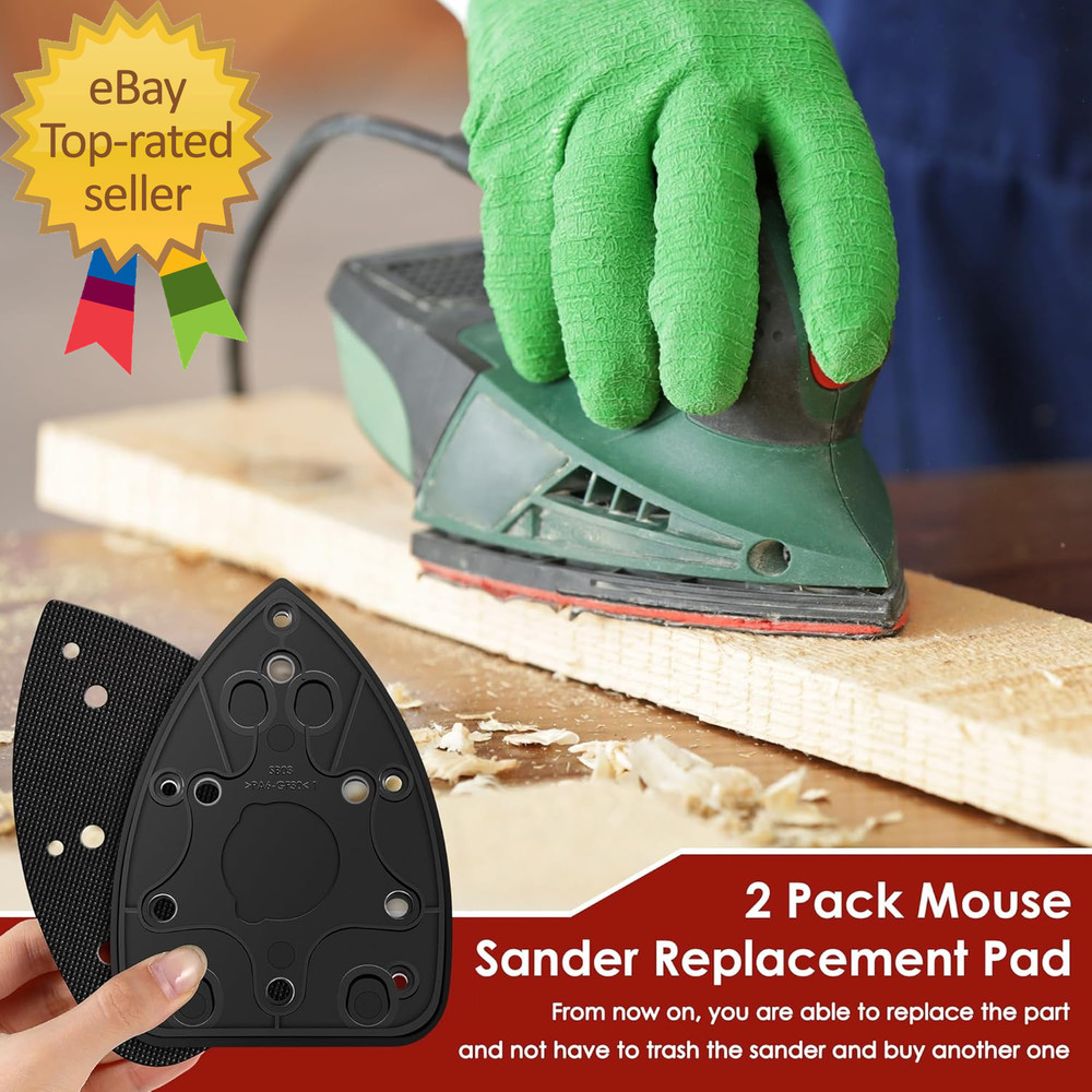 2 Pack Mouse Sander Replacement Pads Compatible with Ryobi 039065005001 Backing