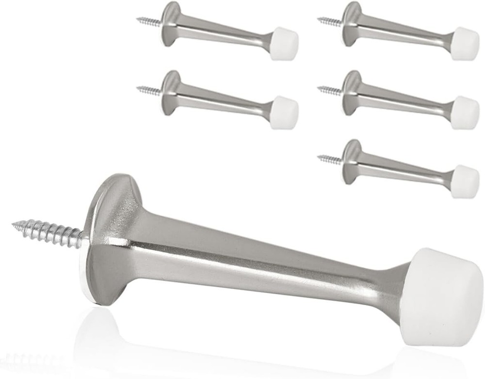 6 Pack Solid Rigid Door Stops Heavy Duty Door Stoppers Wall Protector with Tips