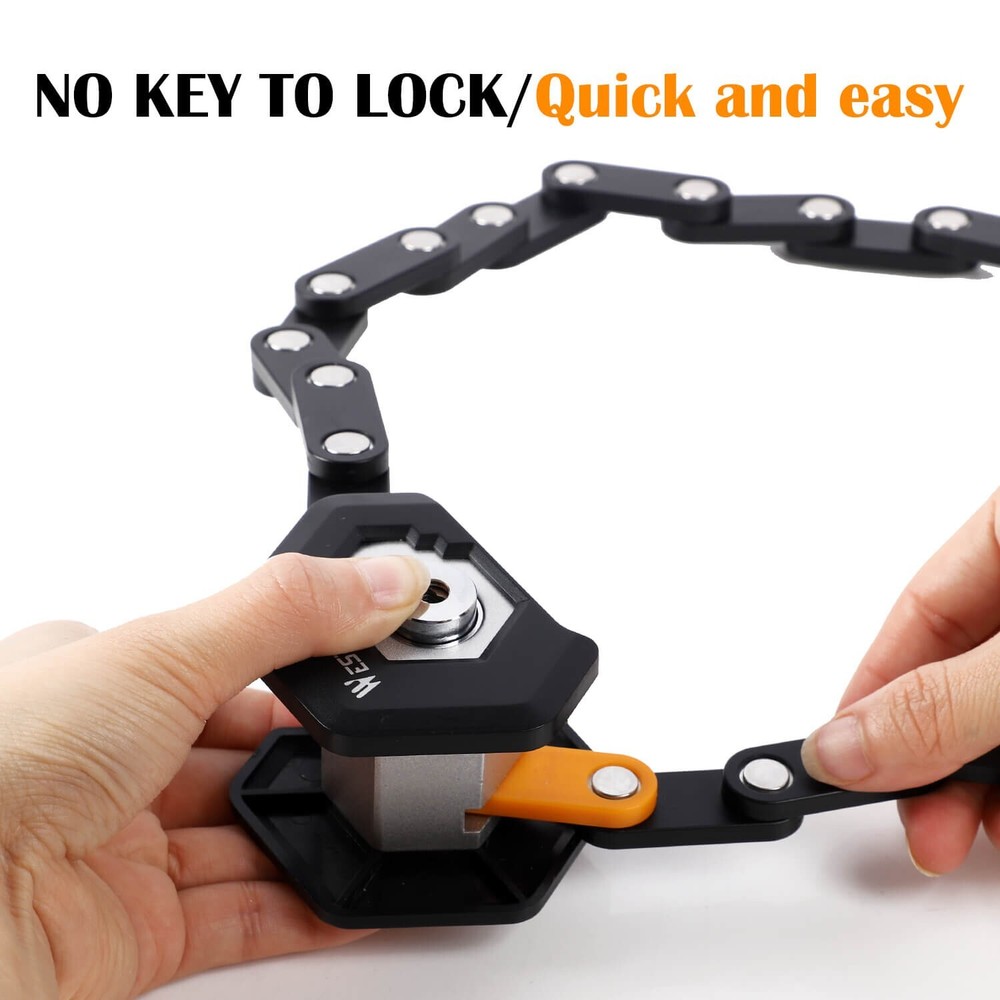 WEST BIKING Foldable Bike Chain Lock Bicycle Antitheft Security Lock With 3 Keys