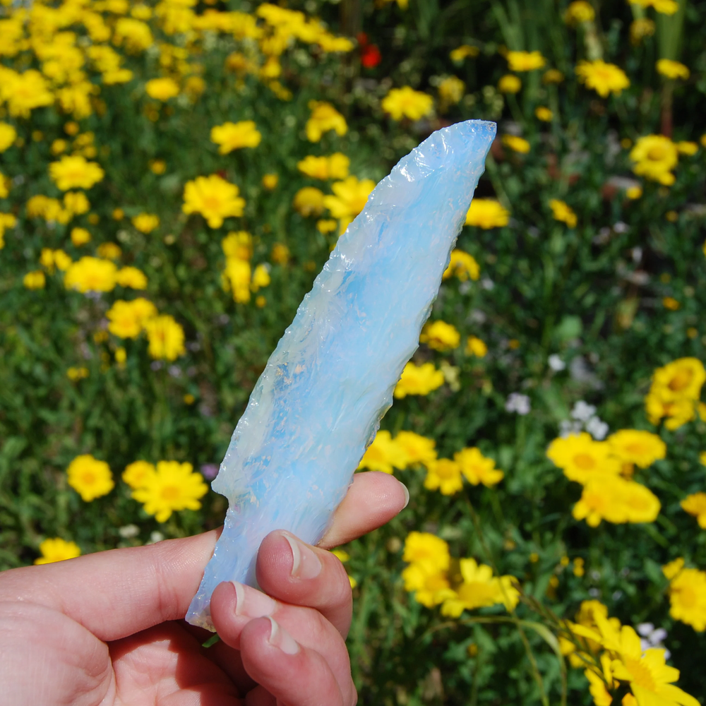 Hand Knapped Opalite Crystal Knife Blades 5.5"