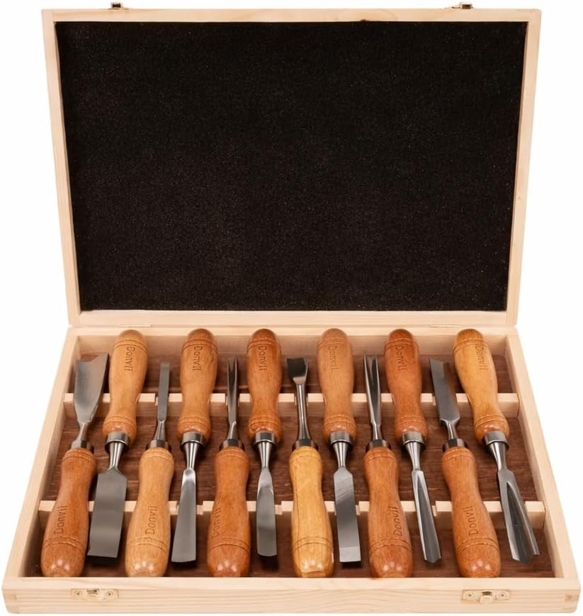 12-Pieces Wood Carving Tools Set – Professional Carving Chisel with Razor Sharp