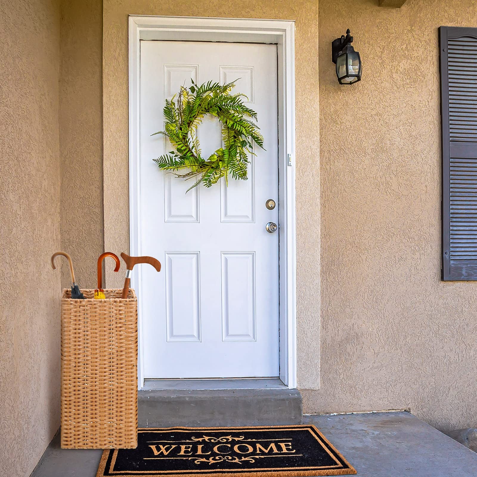 Umbrella Stand for Entryway Handmade Umbrella Holder Freestanding Cane Stand Nat