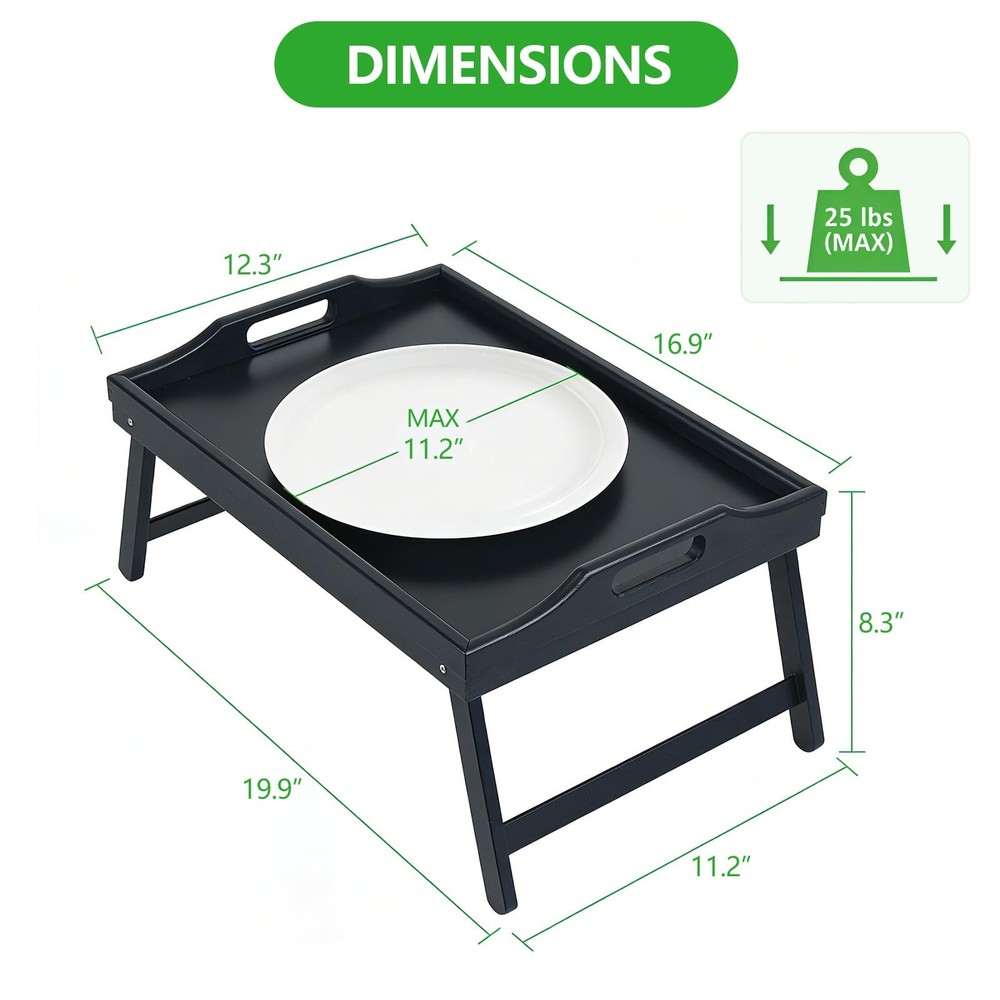 2 Pack Bed Tray Table Breakfast Trays Serving Tray Bamboo Bed Laptap with Flo...