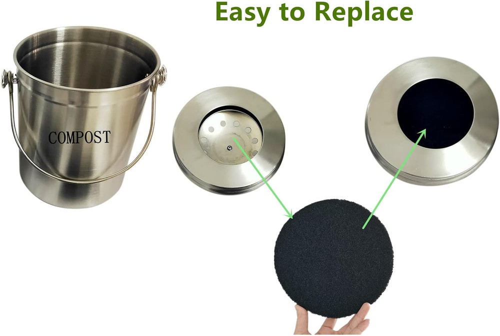 Kitchen Compost Bin Charcoal Filter 7.25 Inch Diameter Extra Thicker & Bigger-Ov