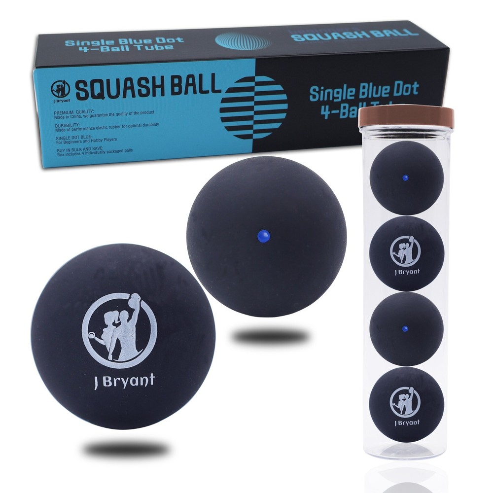 Squash Balls 4 Pack Single Blue Dot Rubber Squash Ball for Beginners Indoor