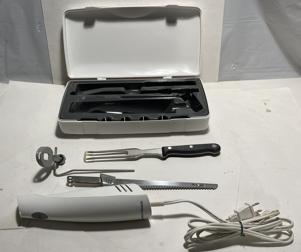Hamilton Beach Electric Knife (White) with Storage Case & Bread Guide, 74375