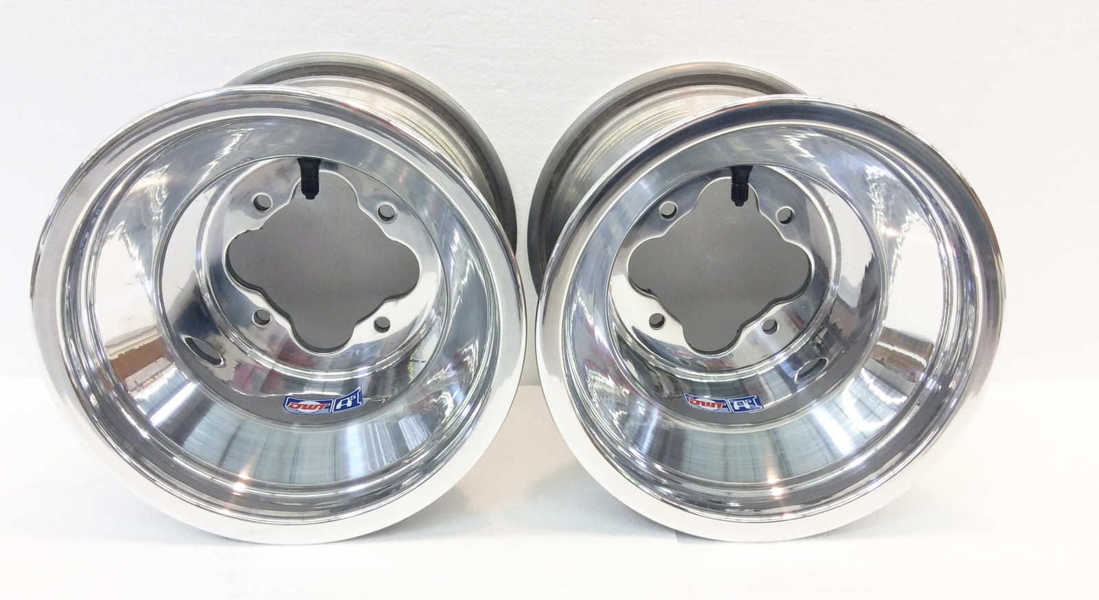 DWT Polished A5 Rolled Lip Rear Wheels Rims PAIR 9" 9x8 3+5 4/110 TRX 250R 450R