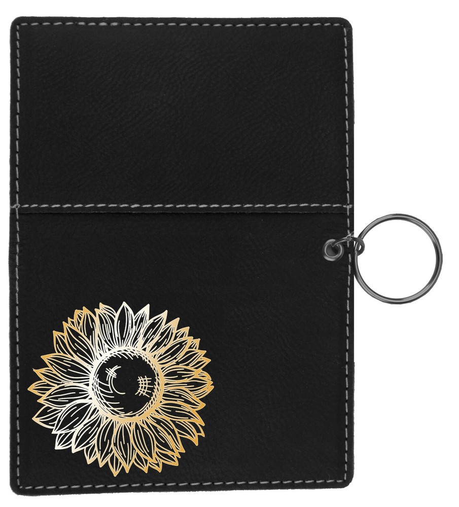 Sunflower Laser Engraved Leatherette Keychain Wallet