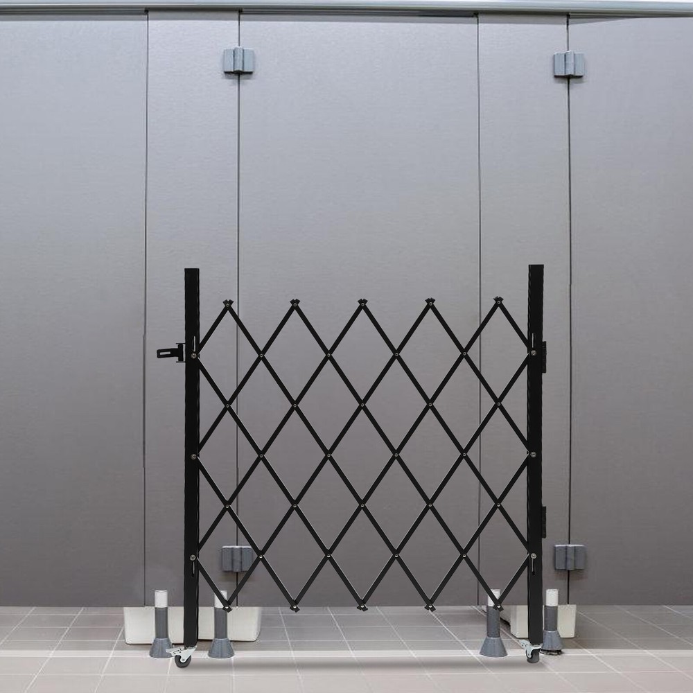 Security Gate Rolling Barricade Single Folding Doors Scissor Gate with Padlock