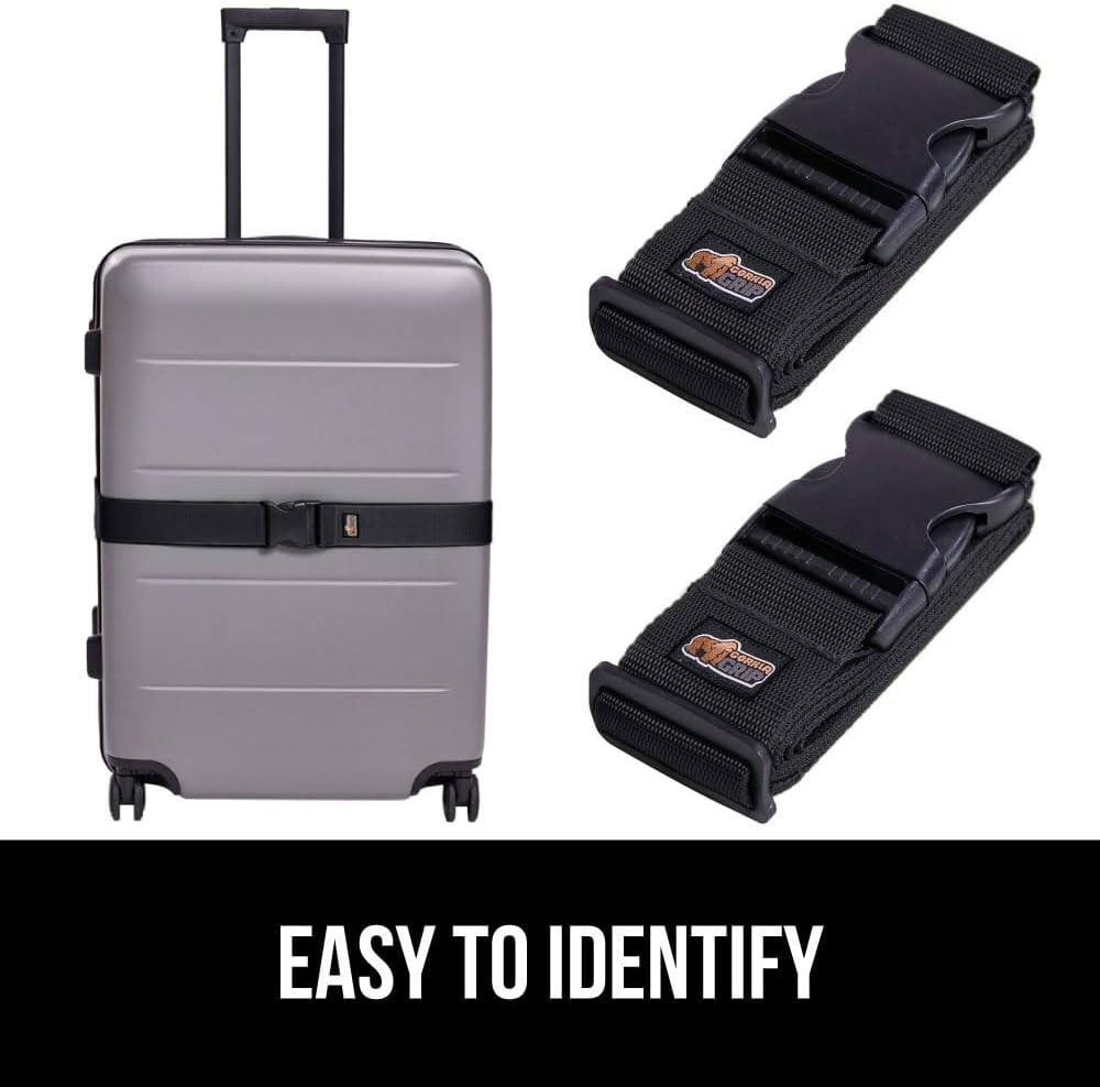 Secure Your Luggage with 4 Pack Adjustable Straps – Easy Identification in Black
