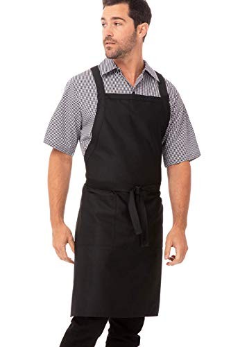 Unisex Cross-Back Bib Apron Black