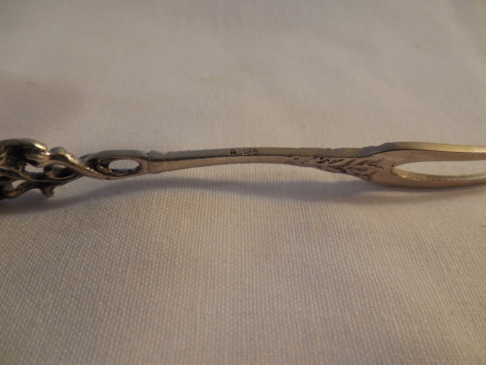 Vintage 835 silver floral cocktail fork