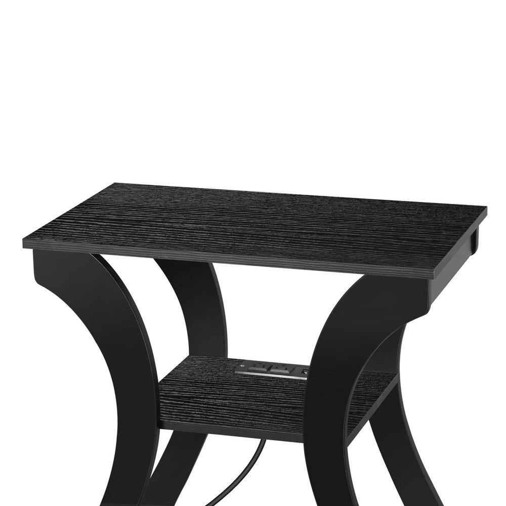 2PCS Side End Table 3-Tier Storage Shelves Sofa Table for Small Space w/ Outlet