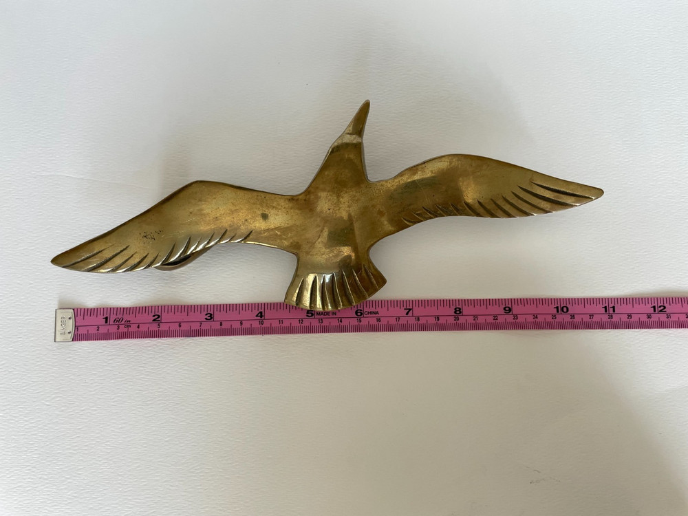 Vintage Solid Brass Seagull Door Knocker 11" Coast Ocean Decor