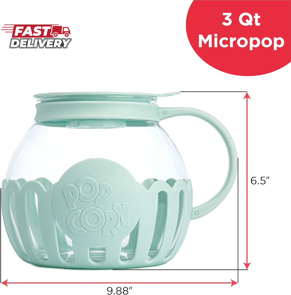 Ecolution Patented Micro-Pop Microwave Popcorn Popper with Temperature Safe Glas