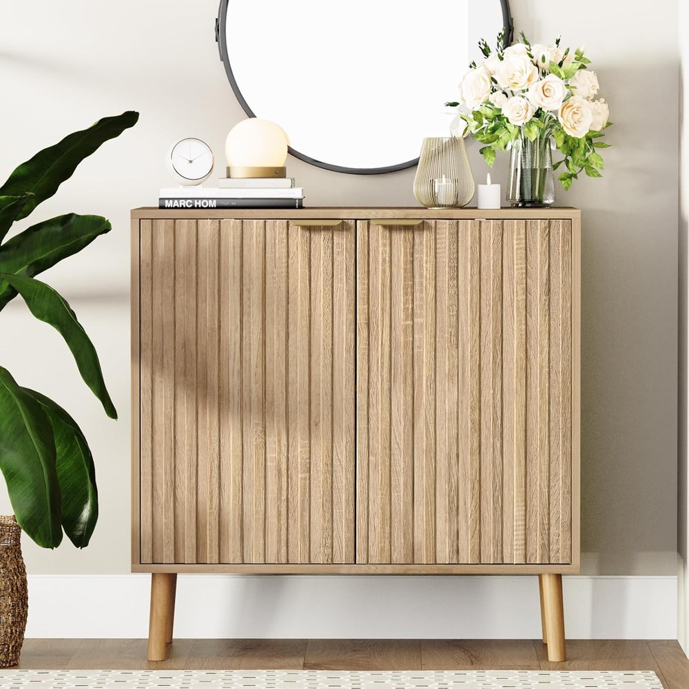 Fluted Stora Cabinet, Standing Buffet, Wood Sideboard,