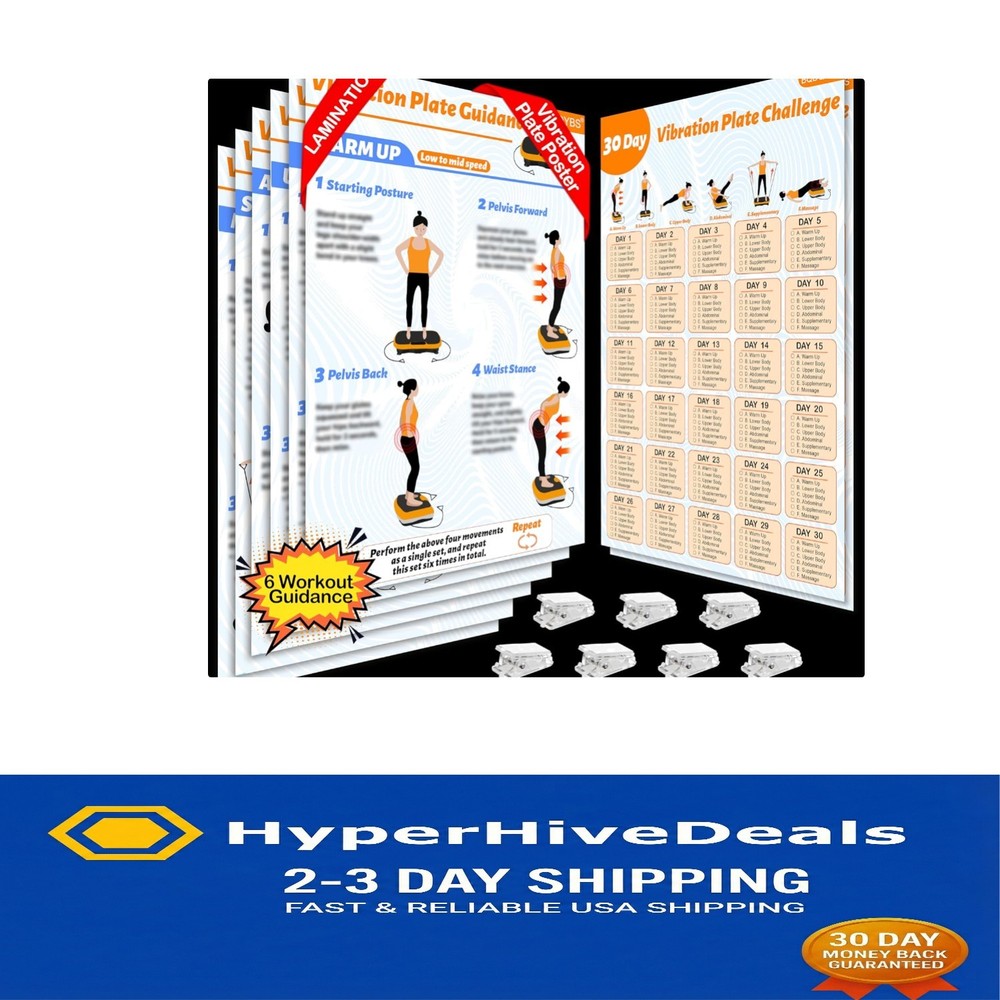 Durable Vibration Plate Exercise Machine Poster with Planner - Beginner Friendly