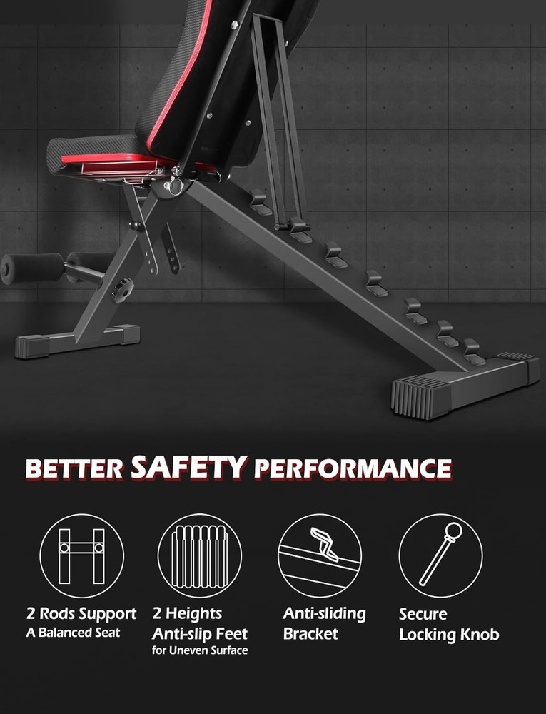 Adjustable Weight Bench for Home Gym,Foldable Incline Decline Flat Workout Bench