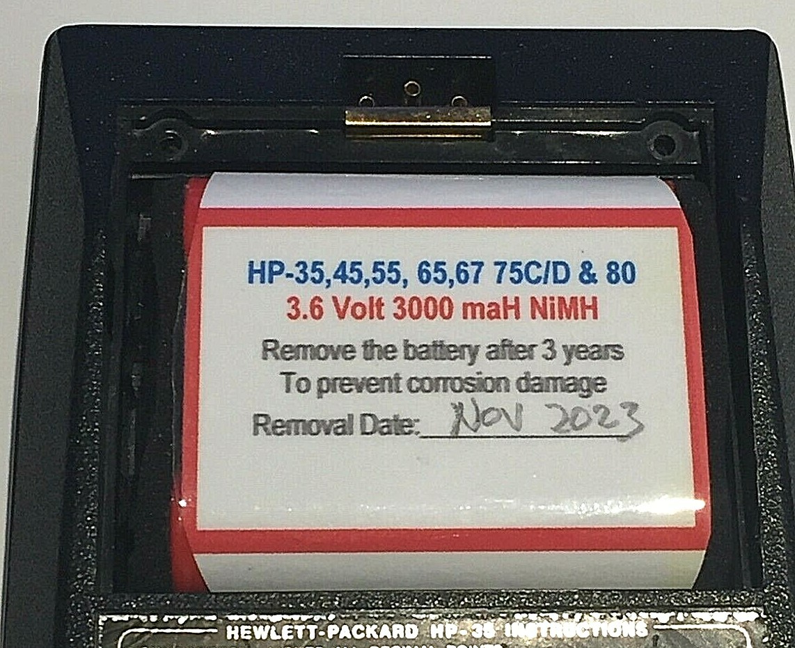 3000 maH NiMH Hewlett Packard Battery Pack HP 35, 45, 55, 65, 67, & 80 Charged