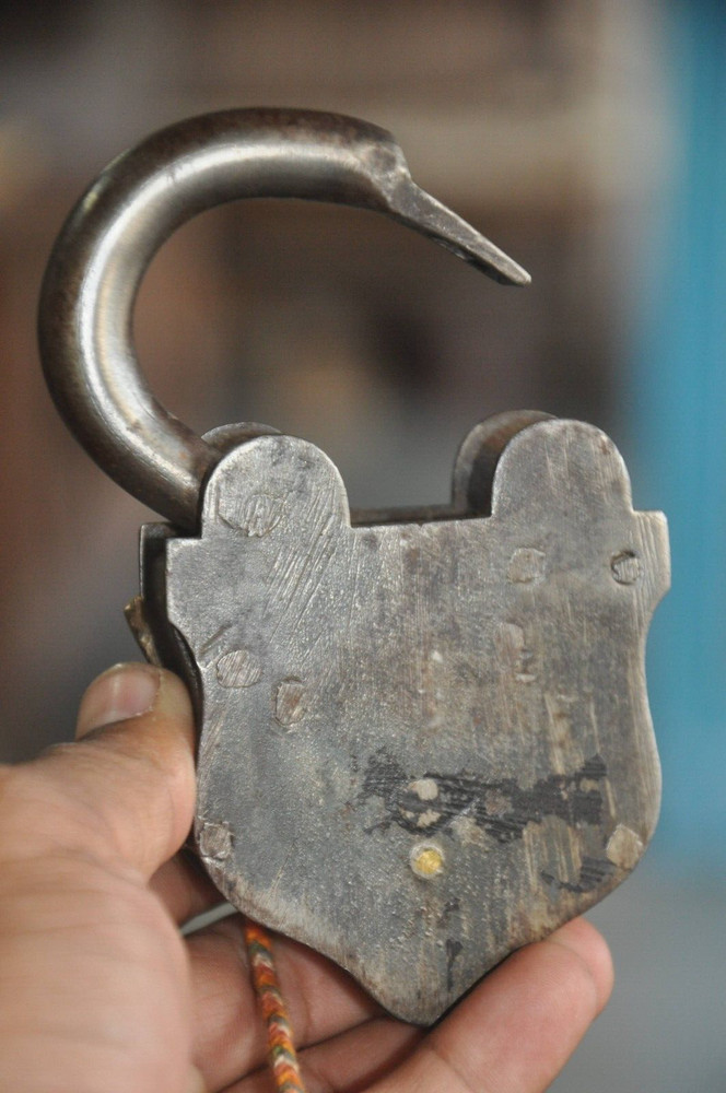 Vintage Iron Unique Shape Handcrafted Solid Brass fitted Padlock