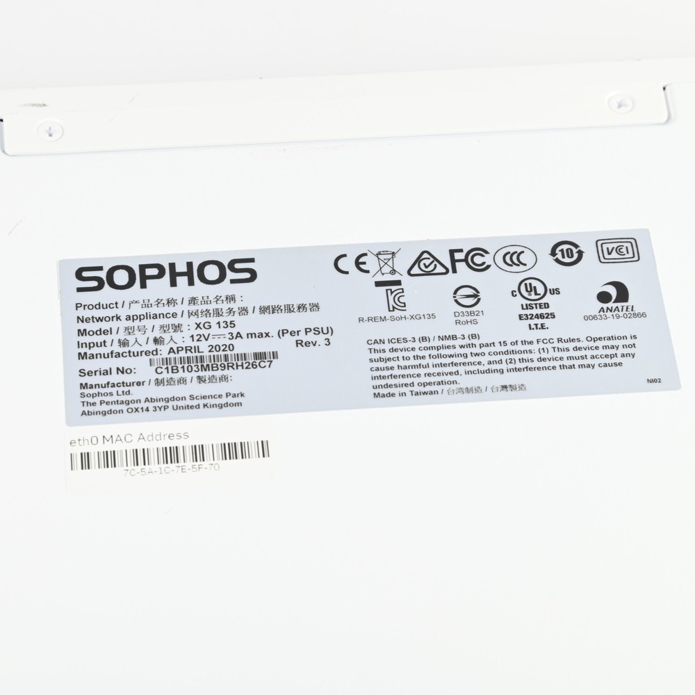 Sophos XG 135 Network Security Firewall Desktop Appliance Tested and working