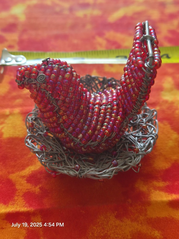 Handmade Beaded Bird In Nest