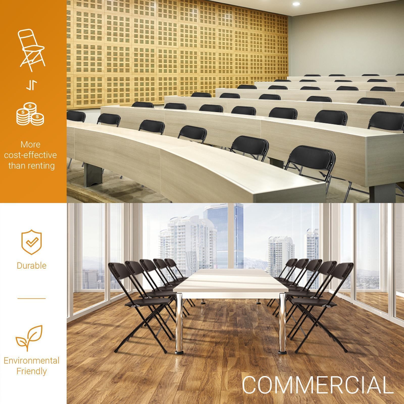 New 4PCS Commercial Black Plastic Folding Chairs Stackable Wedding Picnic Party