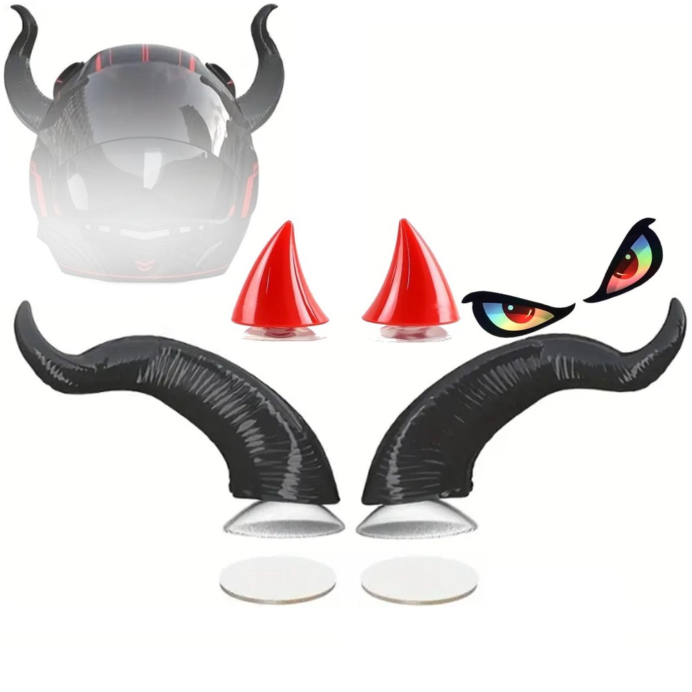 CHPINGN Motorcycle Horn Devil Small: 4 cm, Big: 7 Black 2