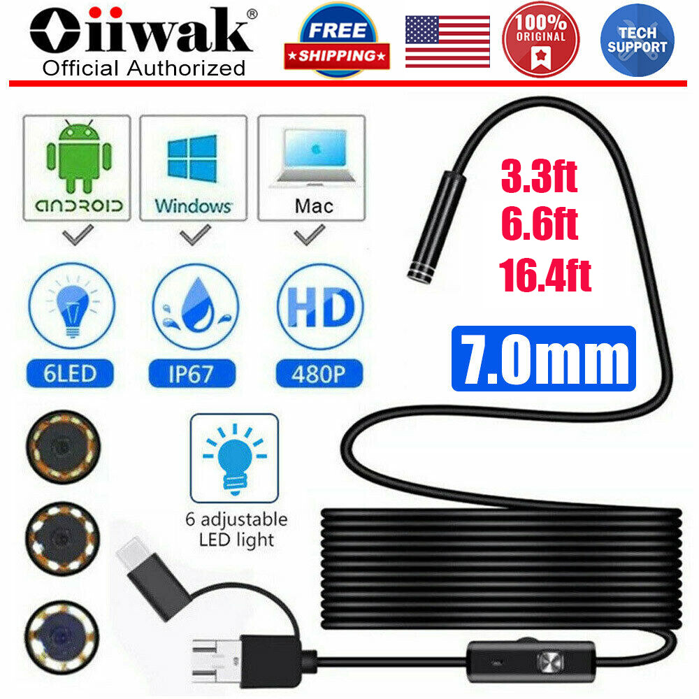 Waterproof HD Endoscope USB Type-C Borescope Inspection Snake Camera For Android