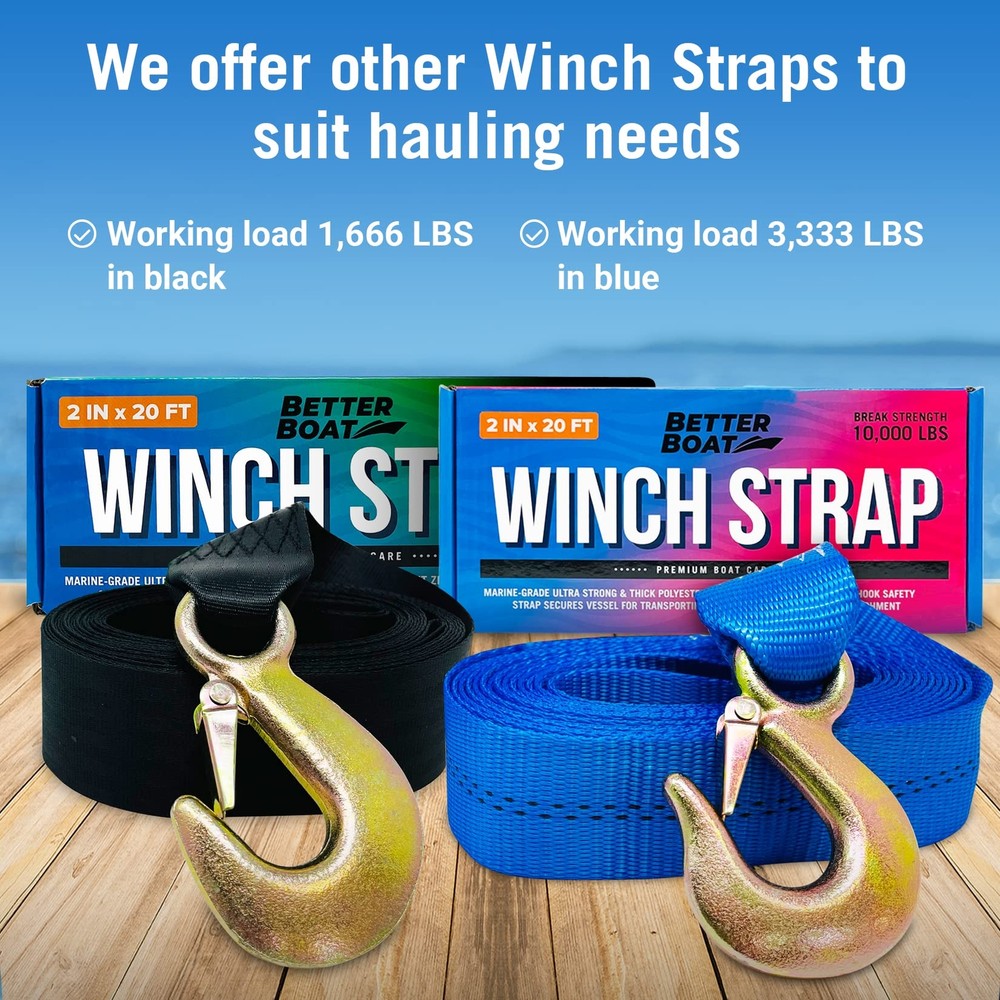 Boat Trailer Winch Strap with Hook Replacement 2" x 20'