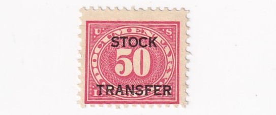 STAMP SCOTT RD9 "DOCUMENTARY - Stock Transfer" 50 CENT  1920 MNG - D