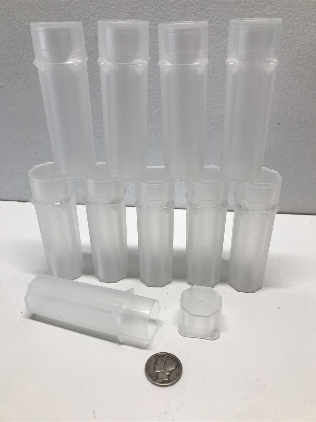 Qty- 10 Dime Square Coin Tubes by Guardhouse, 17.9mm Each Hold 50 Coins