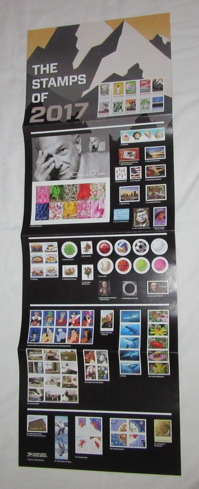 2017 US Stamp comprehensive issue Poster 11" x 32" every postage issue
