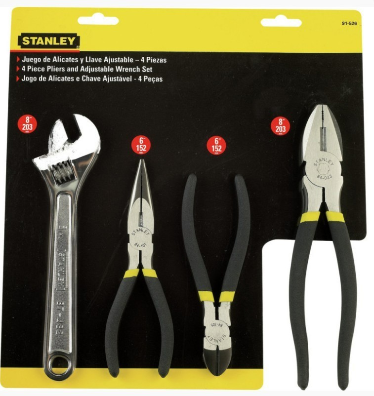 STANLEY PLIER 4PC/AJUSTABLE WRENCH 91-526LA