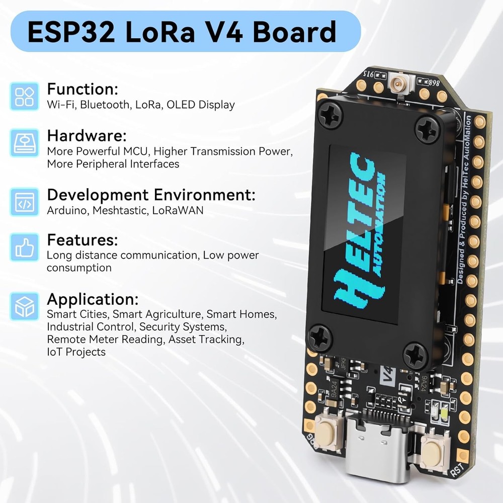 Heltec LoRa V4 ESP32 Board SX1262 GPS Solar OLED Display + Case for Meshtastic