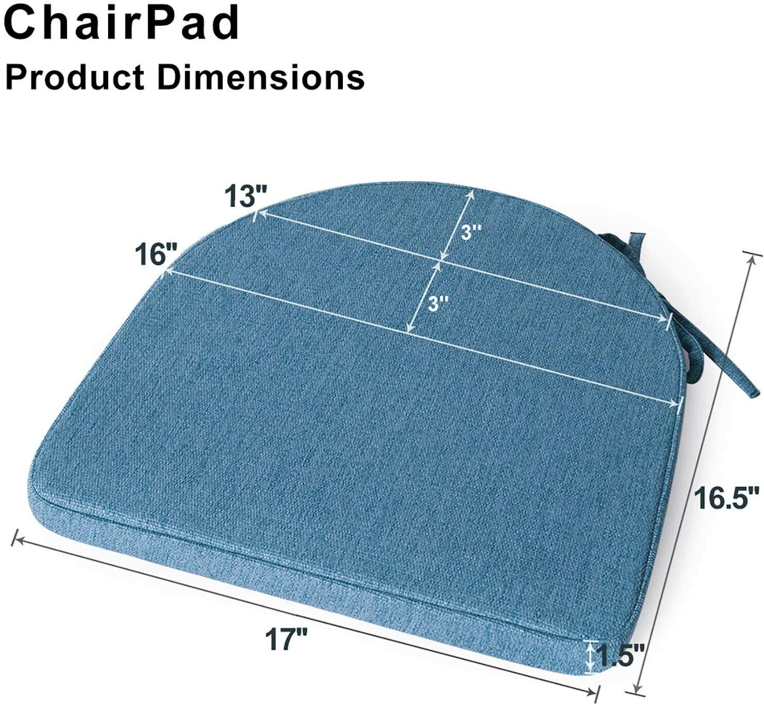 Shinnwa Chair Cushion with Ties for Dining Chairs 17*16.5" Non Slip Machine Wash