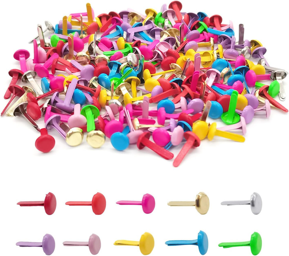 Quacc 200Pcs Multicolor Split Pins round Scrapbooking Brads Split Pins Paper