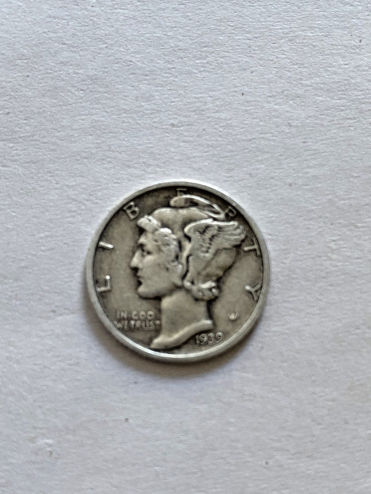 1939-D Mercury Dime Error – Misplaced Mint Mark, 90% Silver, Rare