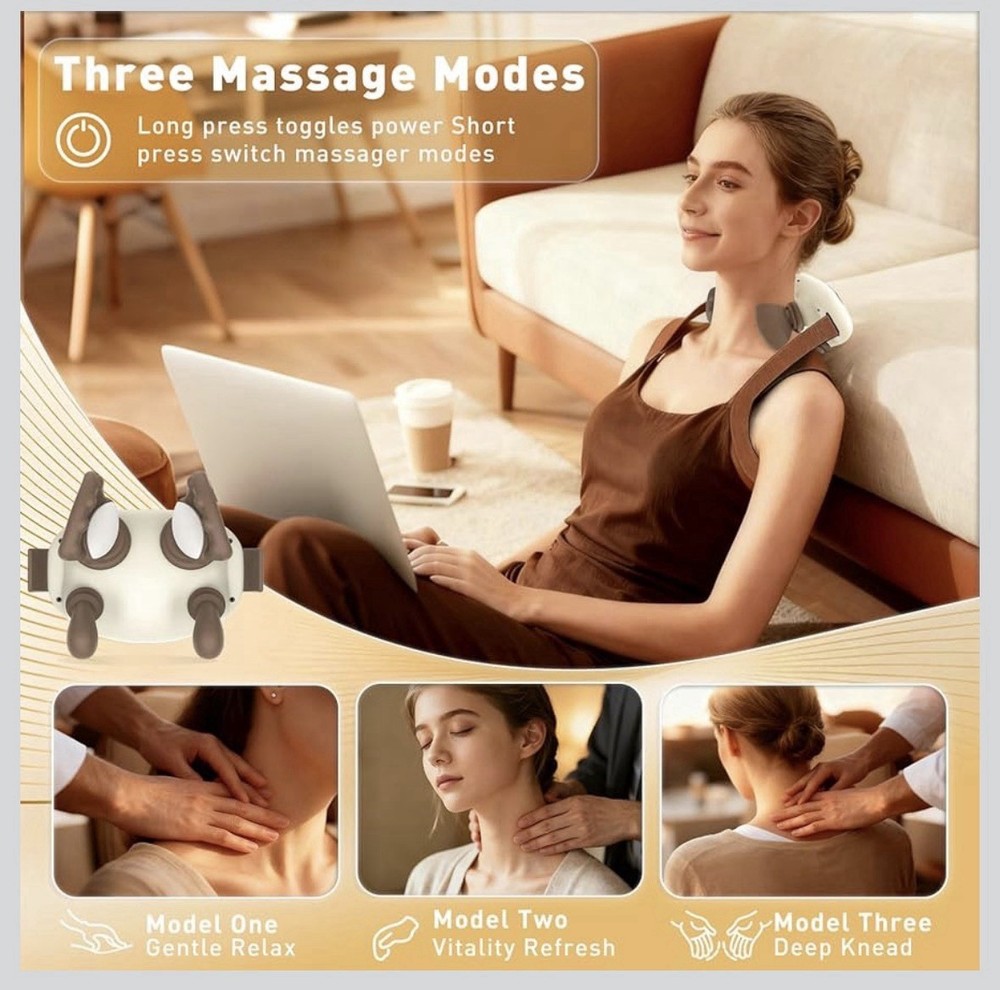 4D Wireless Neck Shoulder Massager, Bionic Hands Deep Tissue Massage, Portabl...