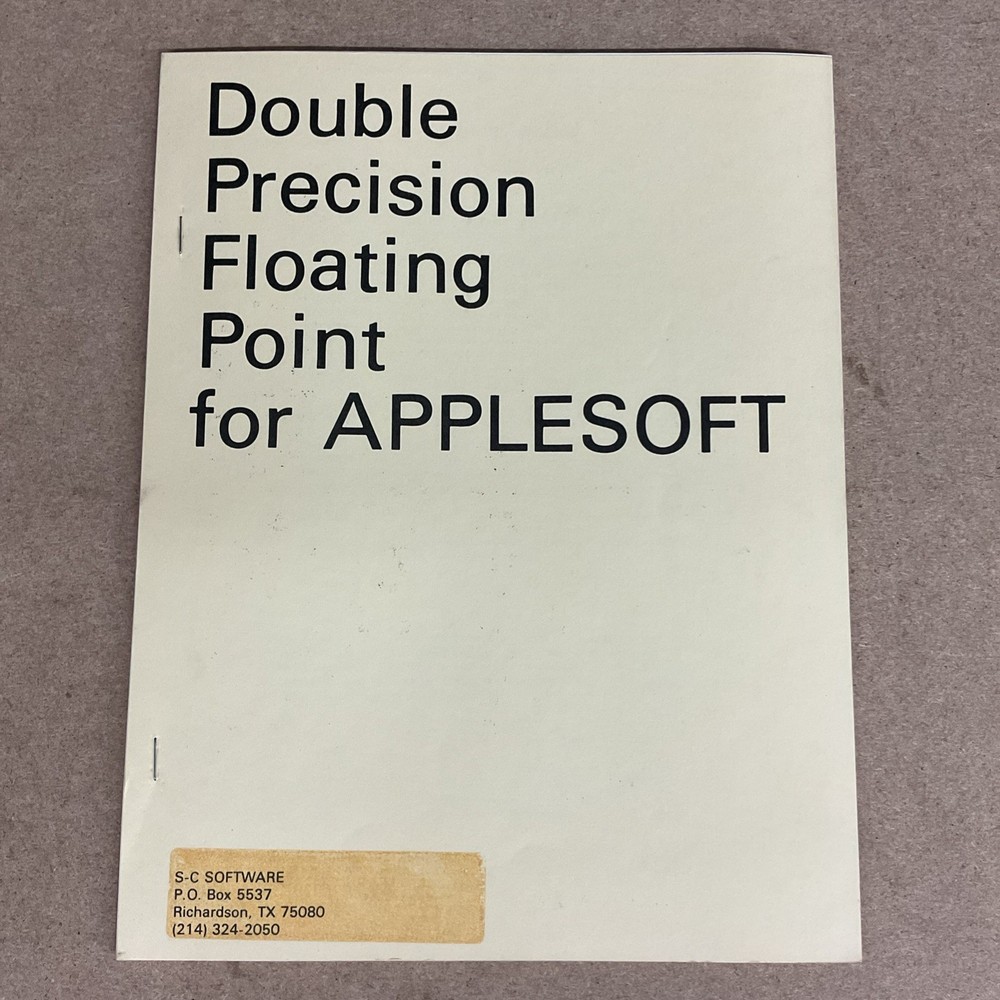 Vintage Double Precision Floating Point For AppleSoft S-C Software 1980