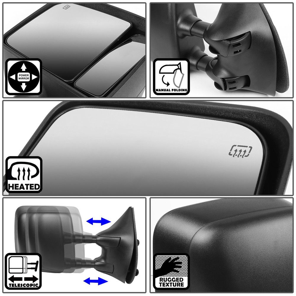 For 05-15 Frontier Right Side Power Heated Extendable Towing Mirror Replacement